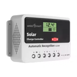 amiciSmart Solar Charge Controller 30 Amp 12 V/24 V with LCD Display & USB Port for Lead Acid & Lithium Batteries 0.78 kW, 1x30A-SOLAR-CTRL-12