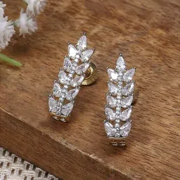 Biba White Brass Huggies Earrings for Women-image-74