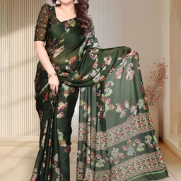 MAGNEITTA Floral Printed Pure Chiffon Saree-picture-20