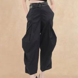 RAREISM Black Cotton Solid Trousers-picture-24