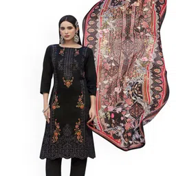 DRAVINAM Trends Floral Embroidered Pure Cotton Unstitched Dress Material-picture-39