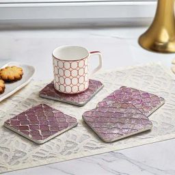 Troveas Pink Glass Mosaic Coasters - Set of 4-28