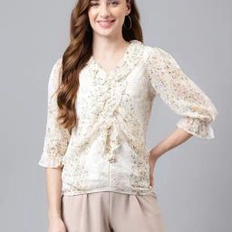 Latin Quarters Beige Floral Top-image-83