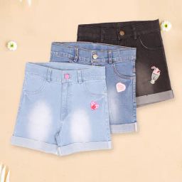 Cutecumber Kids Blue & Black Applique Shorts (Pack of 3)-image-49