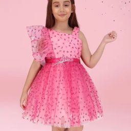 Cutecumber Girls Fuchsia Regular Fit Embellished Dress-picture-42