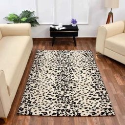 Presto Cream & Black Polyester Carpet-34