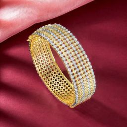 Peora Fancy Gold-Plated Cubic Zirconia Bangle Kada of 1-image-19