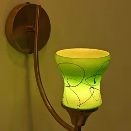 1ST TIME Green & Black Printed Glass Traditional Cylinder Wall Lamps Wall Lamps-picture-6