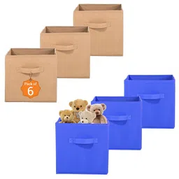 Kuber Industries Blue & Beige 6 Pieces Durable Multi-Utility Organisers-22