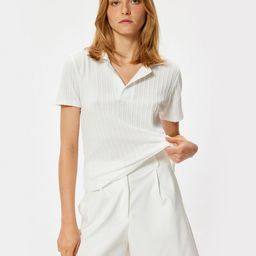 Koton Women Solid Polo Collar T-Shirt-image-11
