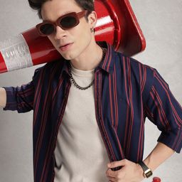 WROGN Pure Cotton Striped Casual Shirt-image-77