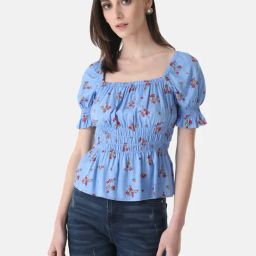 Kazo Square Neck Smocked Top-image-101
