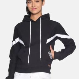 Campus Sutra Black Cotton Regular Fit Hoodie-image-38