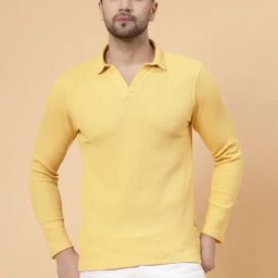 Rigo Yellow Regular Fit Printed Polo T-Shirt-image-51