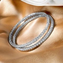 Peora Fancy Silver Roudium-Plated Cubic Zirconia Bangles - Set of 2-image-25