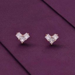 Kai Jewel Minimal Square Crystals Heart Sterling Silver Rose Gold Stud Earrings-picture-26
