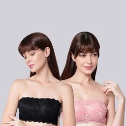 AROUSY Black & Pink Self Pattern Tube Bra - Pack Of 2-picture-35