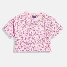Allen Solly Junior Girls Floral Printed Pure Cotton Crop T-shirt-13