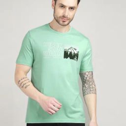 Royal Enfield Green Solid Short Sleeves T-Shirt-image-76