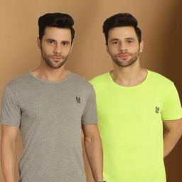 Vimal Jonney Grey & Green Regular Fit T-Shirt-image-58