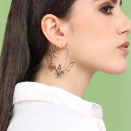 Sohi Gold Plated Designer Stone Casual Hoop Earrings-image-78