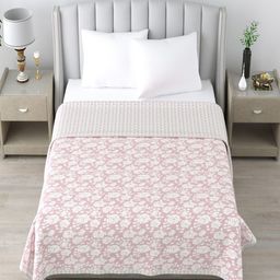 tundwal's Purple & White Floral Printed 210 GSM Pure Cotton AC Room Double Bed Dohar-image-103