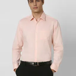 Van Heusen Peach Cotton Regular Fit Self Pattern Shirt-picture-21