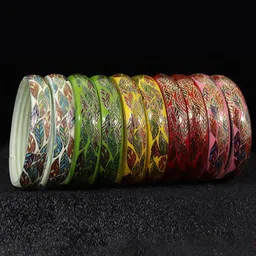 ZULKA Set of 10 Glass with Leaf Printed Multicolor Kada-95