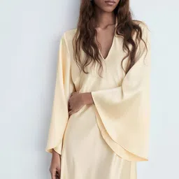 MANGO Satin-Finish Flared Sleeve Maxi Dress-picture-15