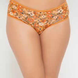 Clovia Mustard Cotton Floral Print Hipster Panty-image-39
