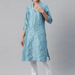 READIPRINT FASHIONS Blue Embroidered Straight Kurta-image-9
