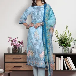 Stylee LIFESTYLE Floral Printed Satin Unstitched Dress Material-picture-6