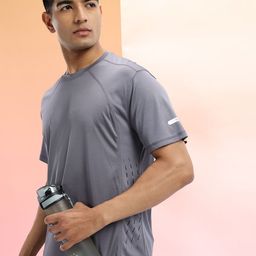 HRX by Hrithik Roshan Rapid-Dry Training T-shirt with Reflective Elements-image-8