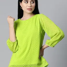 Melon by PlusS Green Self Pattern Top-image-40