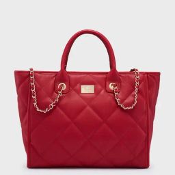 Caprese Red Quilted Small Tote Handbag-4