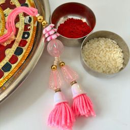 Pink Tassel Lumba Rakhi Traditional Handmade Lumba Rakhi for Sister-image-78