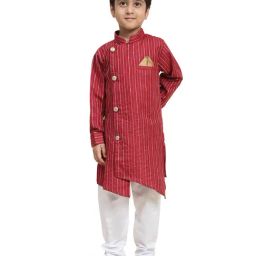 Pro-Ethic Style Developer Kids Red & White Printed Full Sleeves Kurta with Pyjamas-21