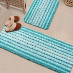 Saral Home Geometric Turquoise Blue Microfibre Bath Mat-42