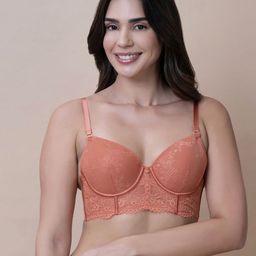 Amante Women Floral Printed Bralette Half CoverageLightly Padded Low Back Bralette Bra-11