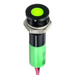RS PRO Green Panel Mount Indicator 24V DC, Mounting Hole Size 8 mm, Termination Type Lead Wires, IP Rating IP67, Model No 2494309-34