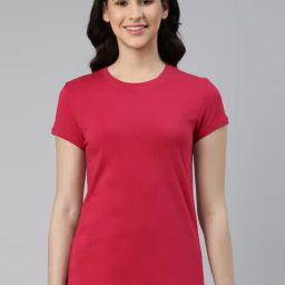 Enamor Crimson Red Cotton T-Shirt-image-23