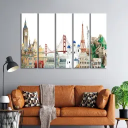 999Store Printed Multicolor MDF 5 Panels Wall Art-61