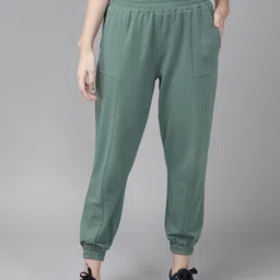 Roadster Women Green Solid Cotton Joggers-image-34