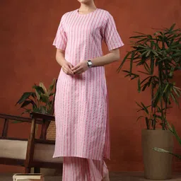 anayna Women Regular Pure Cotton Kurta with Trousers-picture-56