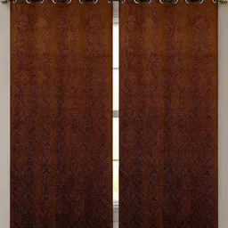 IVAZA Coffee Brown Velvet Window Curtains-image-63