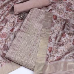 Meena Bazaar Embroidered Art Silk Unstitched Dress Material-image-44
