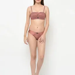 Da Intimo Peach Lace Bra With Bikini Panty-36