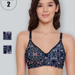 Lyra Navy Cotton Printed T-Shirt Bras - Pack Of 2-picture-44