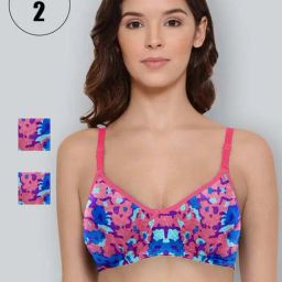 Lyra Coral & Blue Cotton Printed T-Shirt Bras - Pack Of 2-picture-19