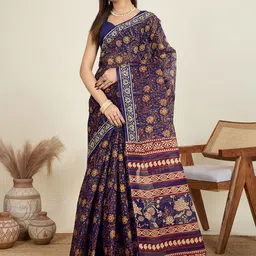Jevi Prints Kalamkari Printed Pure Cotton Saree-picture-18